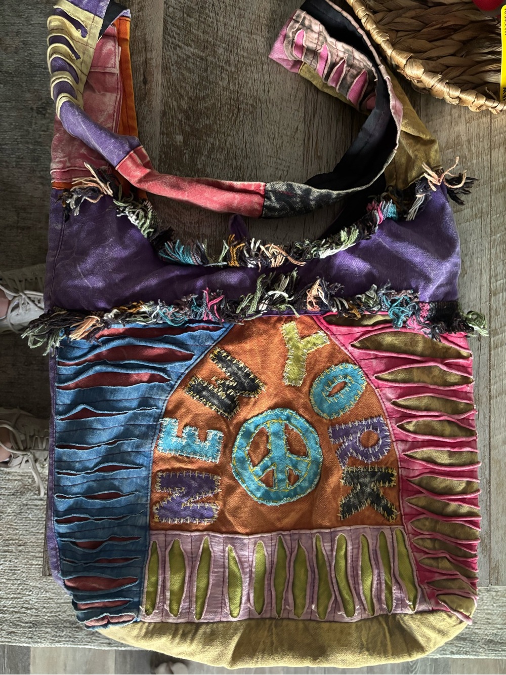 Hippie Love Festival Colorful Hobo Bag -Multicolor